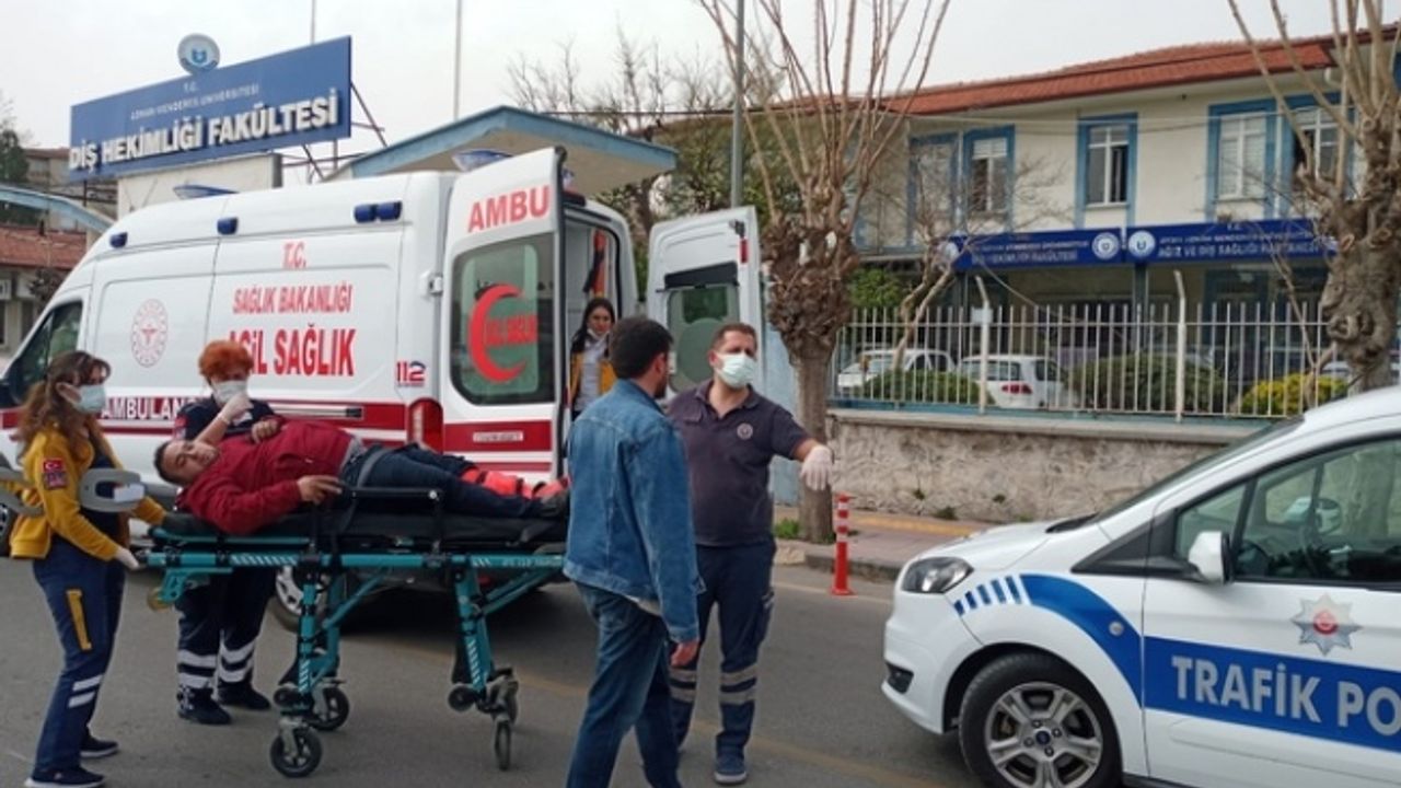 Ani fren yapan motosiklet sürücü yaralandı