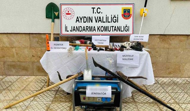 Kaçak kazı yapan 3 şüpheli, suçüstü yakalandı