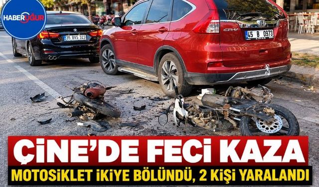 Çine’de Feci Kaza;Motosiklet İkiye Bölündü, 2 Kişi Yaralandı
