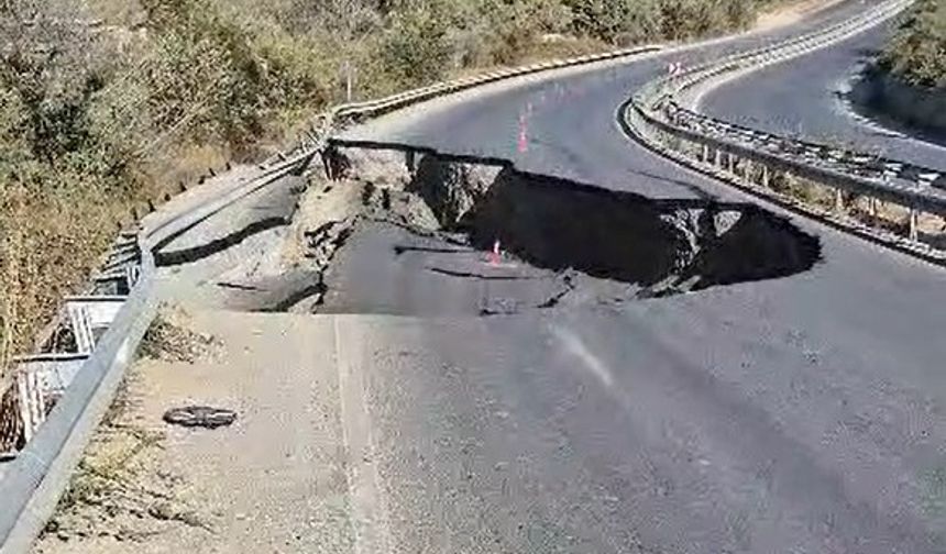 Söke-Kuşadası Karayolu’nda yol çöktü