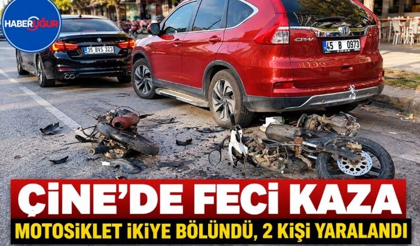 Çine’de Feci Kaza;Motosiklet İkiye Bölündü, 2 Kişi Yaralandı